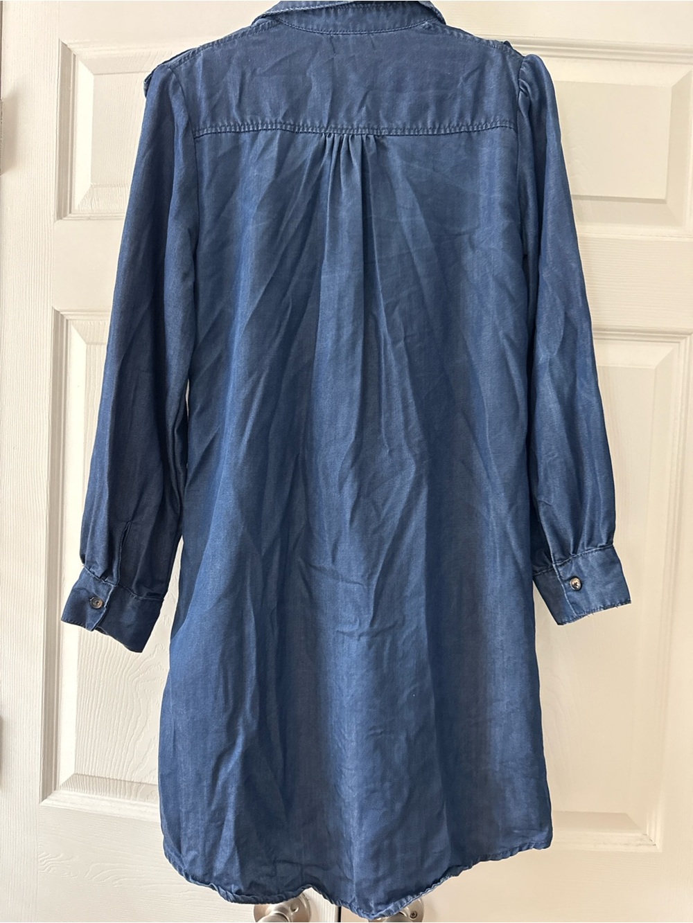 Pink Lily Denim Ruffle Button-Front Dress - Blue - Picture 5 of 5